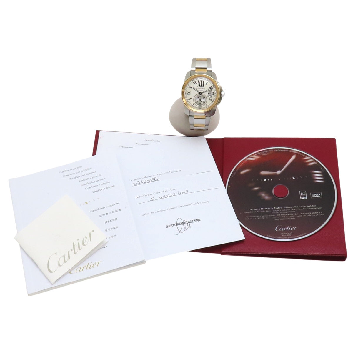 カリブル ドゥ カルティエ W7100036 PG/SS シルバー自動巻き