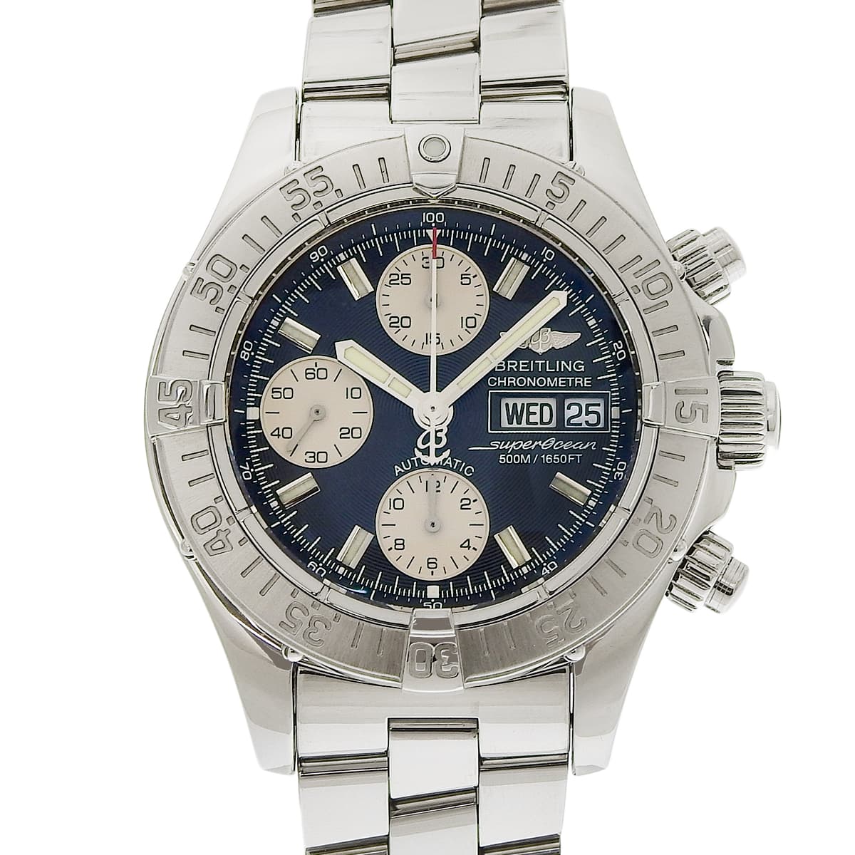 超级海洋计时码表星期日历 A13340 不锈钢黑色自动男士腕表