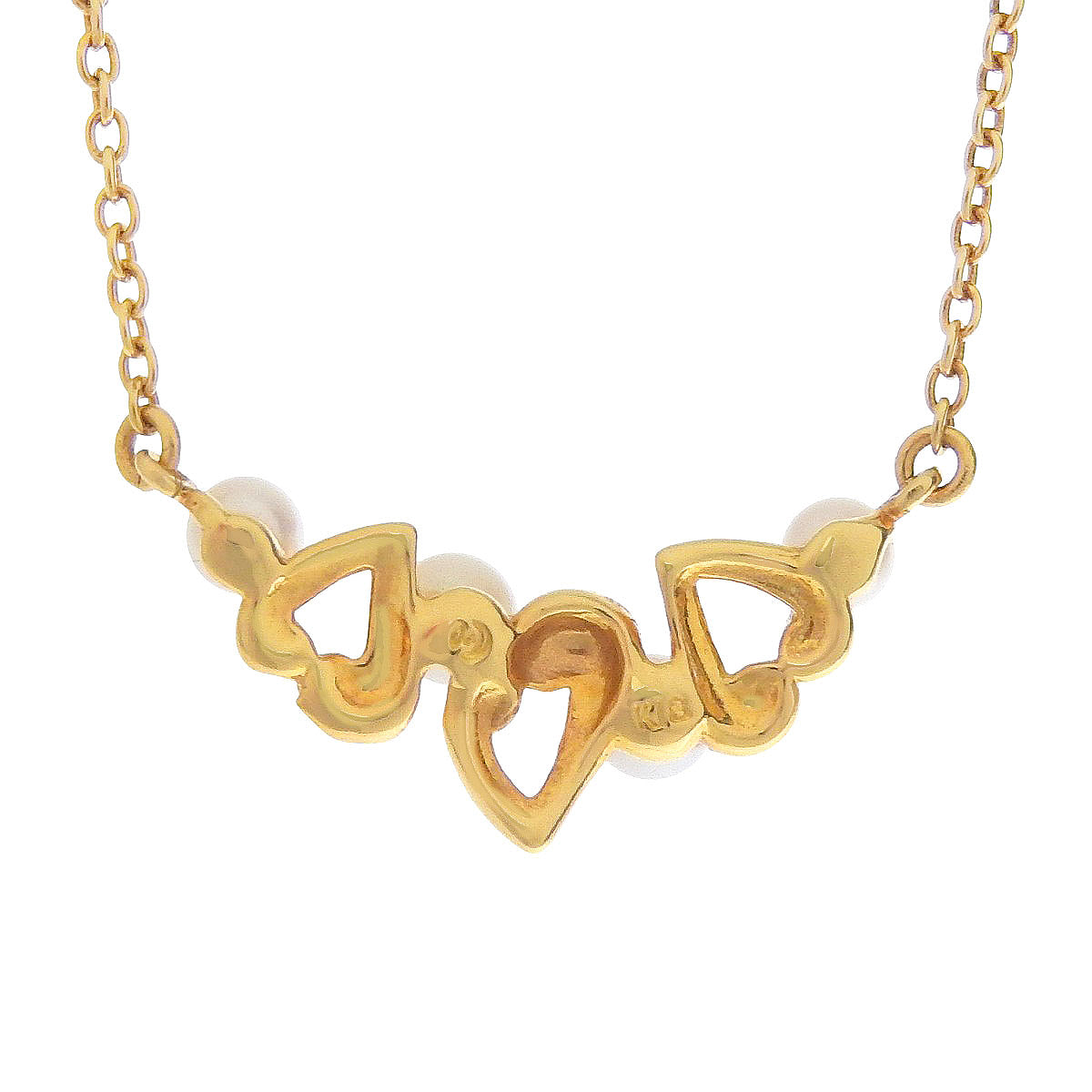 Heart Pearl Necklace with Akoya Pearls and Yellow Gold (18K Yellow Gold) 4.0g
