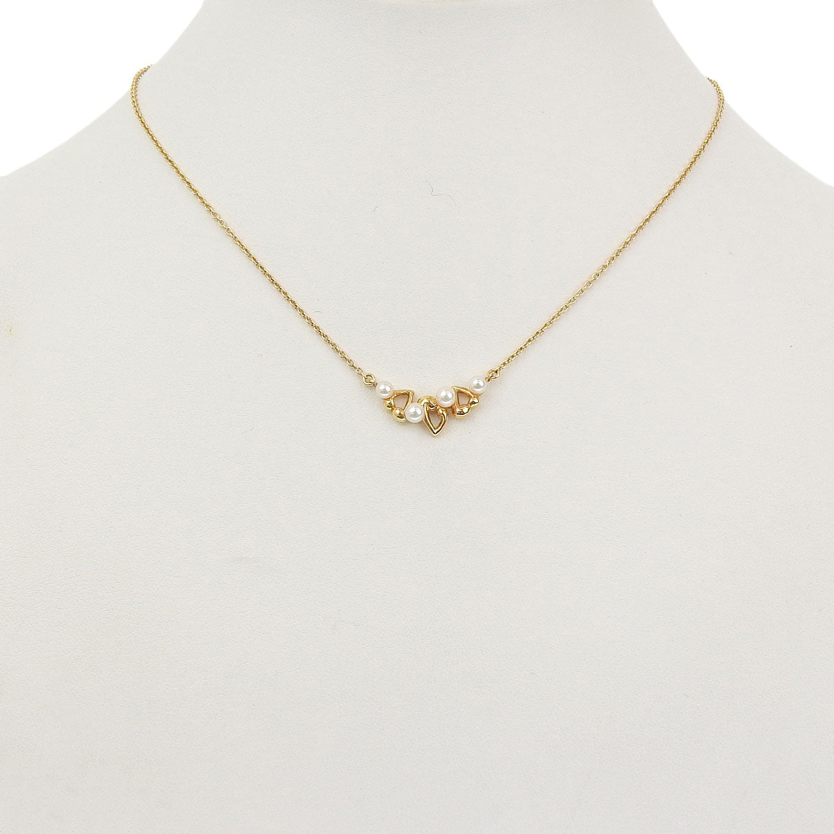 ハート パール ネックレス アコヤ真珠 イエローゴールド K18YG 4.0g