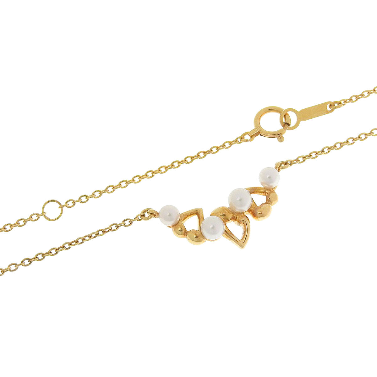ハート パール ネックレス アコヤ真珠 イエローゴールド K18YG 4.0g