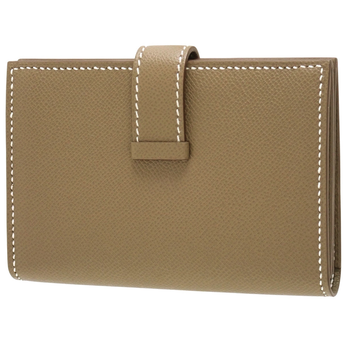 Bearn Mini Card Case, Palladium Hardware, Veau Madame Etoupe/Etoupe, B Stamp