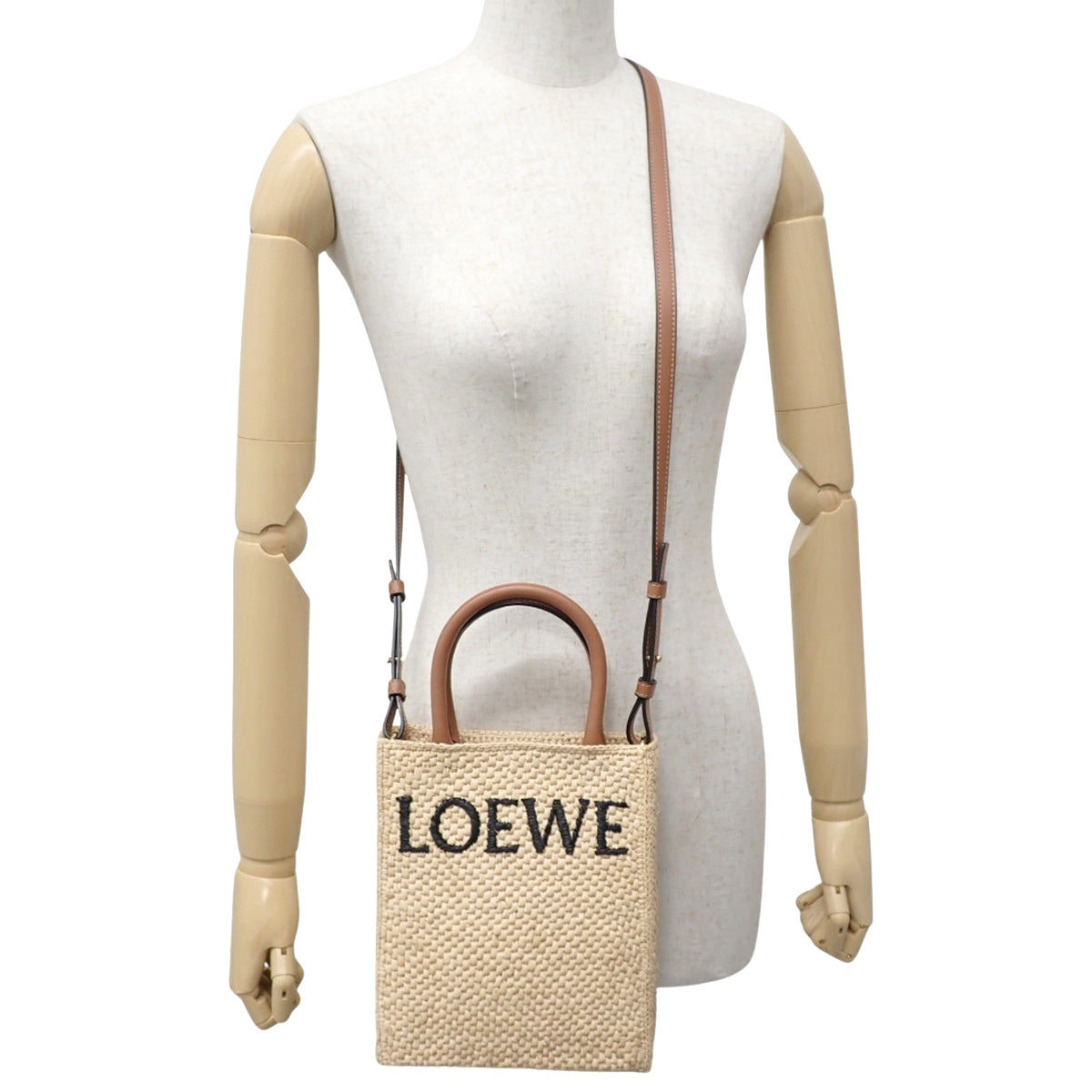Standard A5 Tote Bag in Raffia and Leather