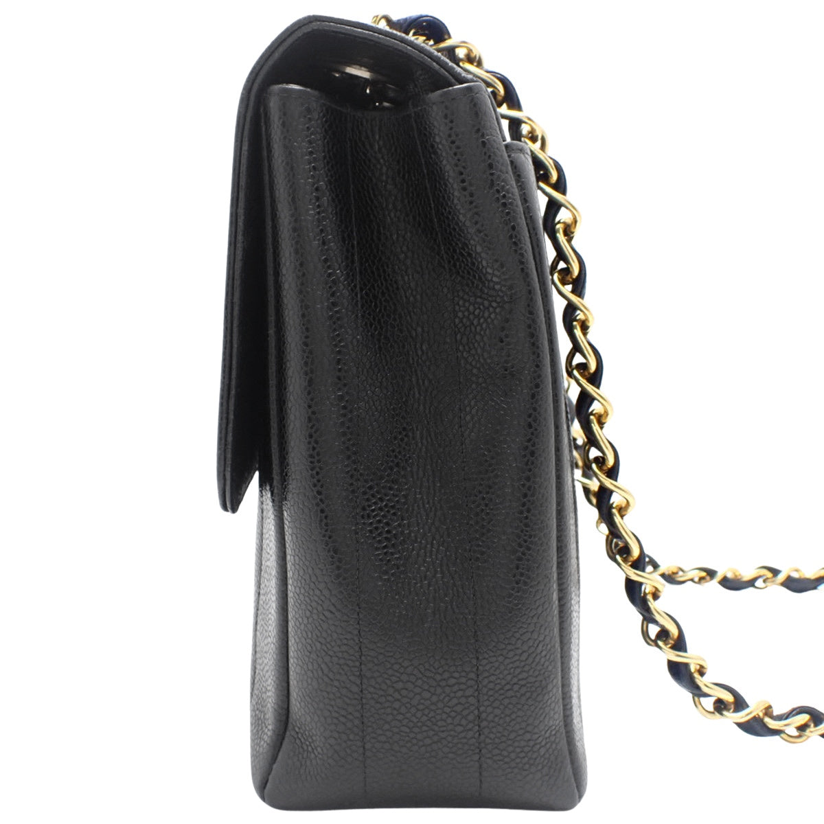 Mademoiselle Coco Mark Chain Shoulder Bag, Caviar Skin, Black