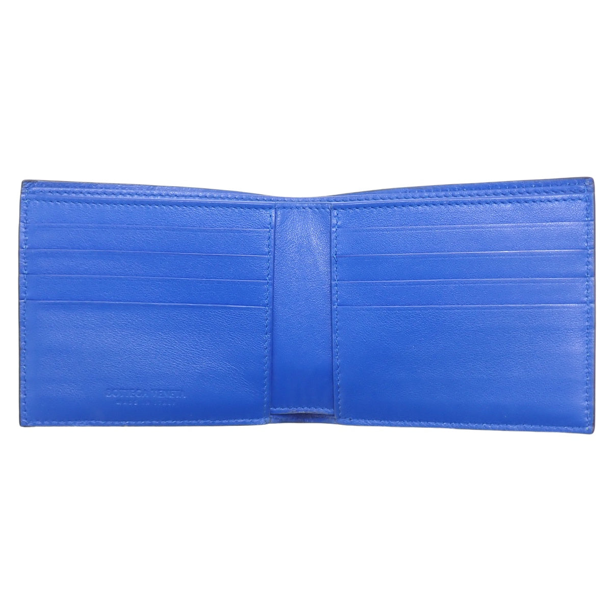 Intrecciato bifold wallet in leather, black and blue