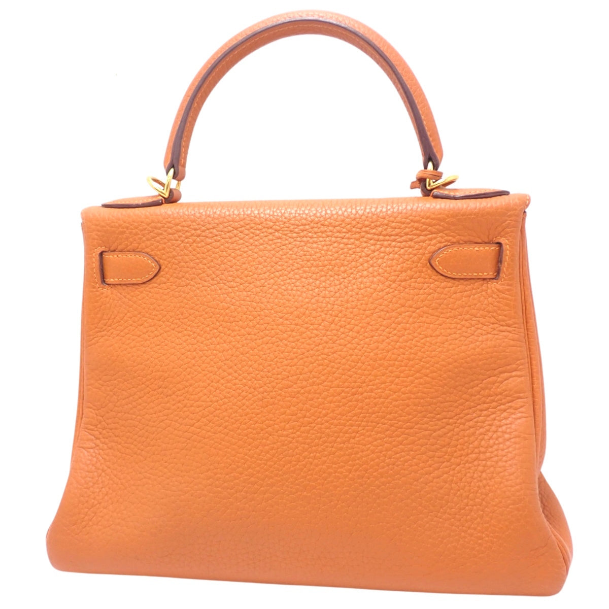 Kelly 28 (inner stitching) Taurillon Orange with Gold Hardware and I Stamp