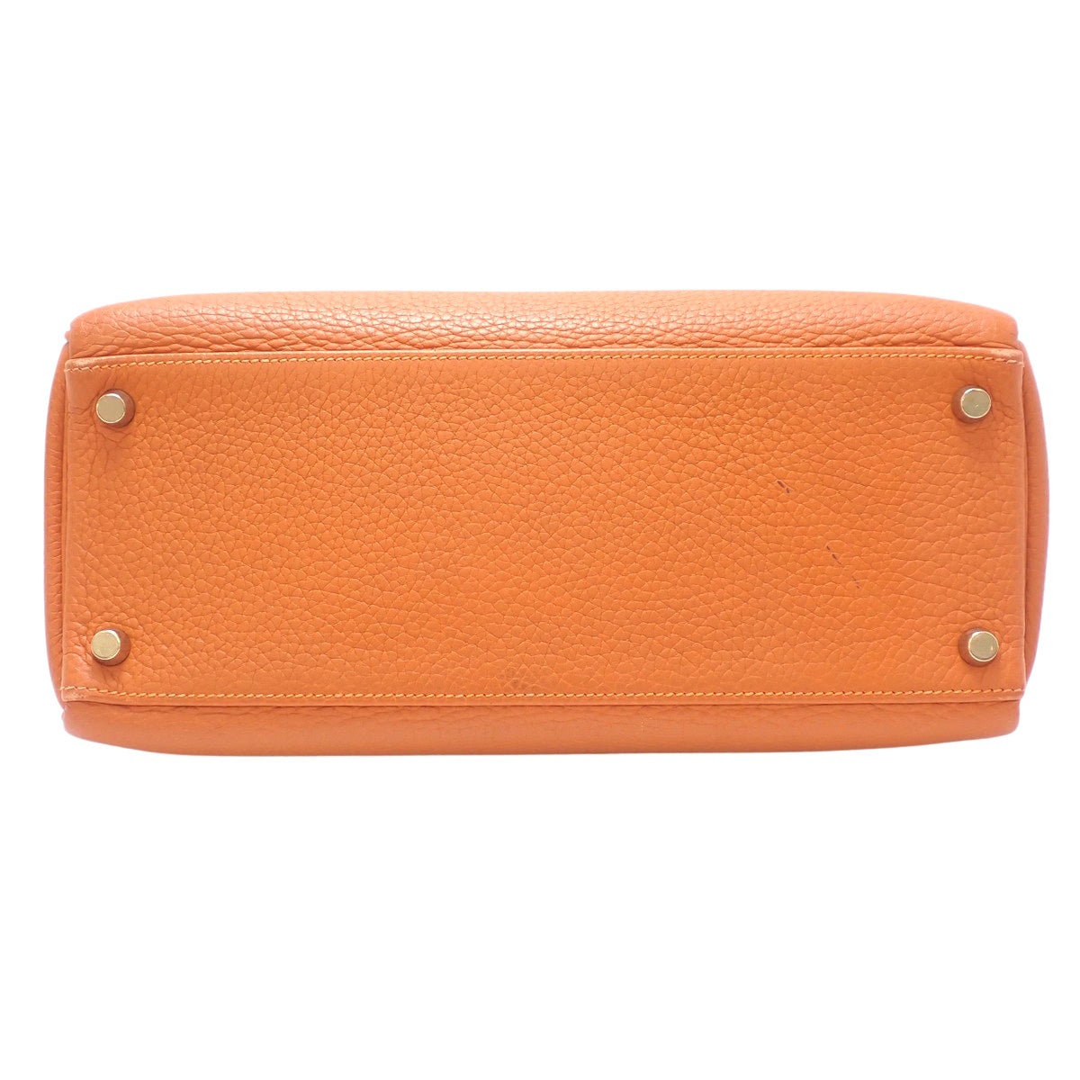 Kelly 28 (inner stitching) Taurillon Orange with Gold Hardware and I Stamp