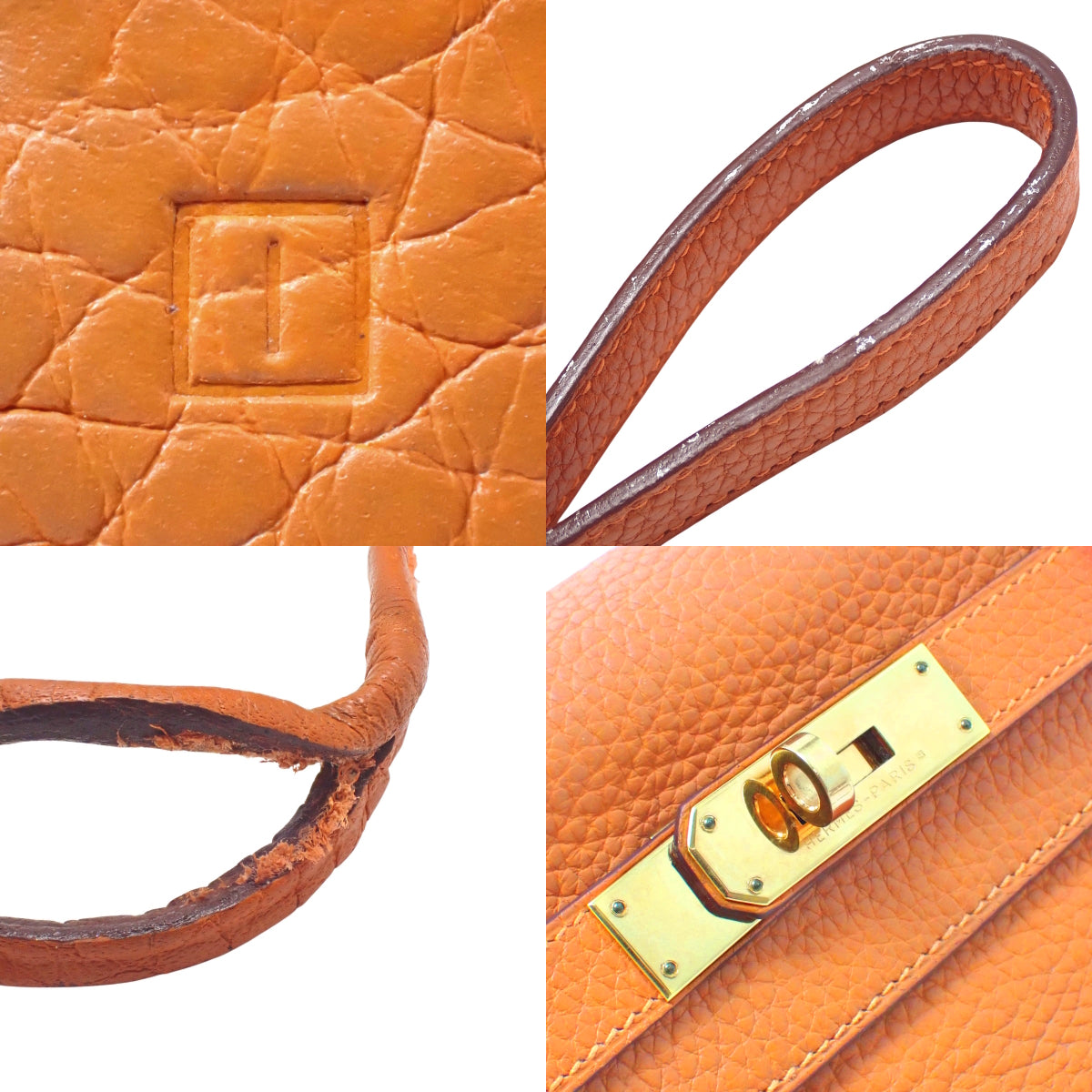 Kelly 28 (inner stitching) Taurillon Orange with Gold Hardware and I Stamp