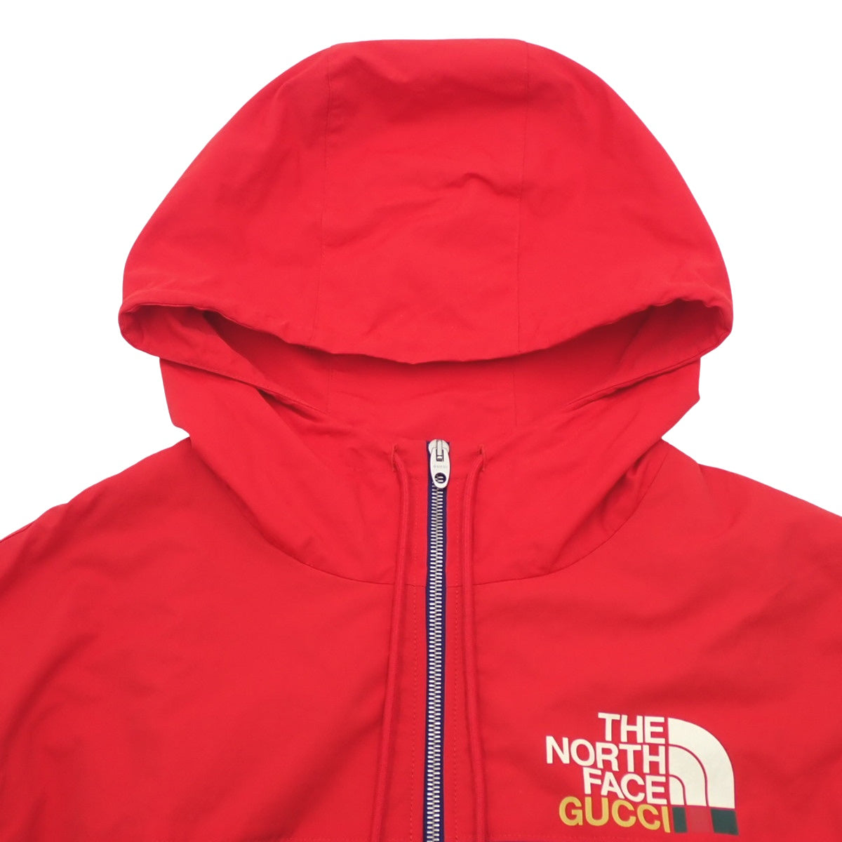 The North Face collaboration zip-up hoodie, size L, red and blue