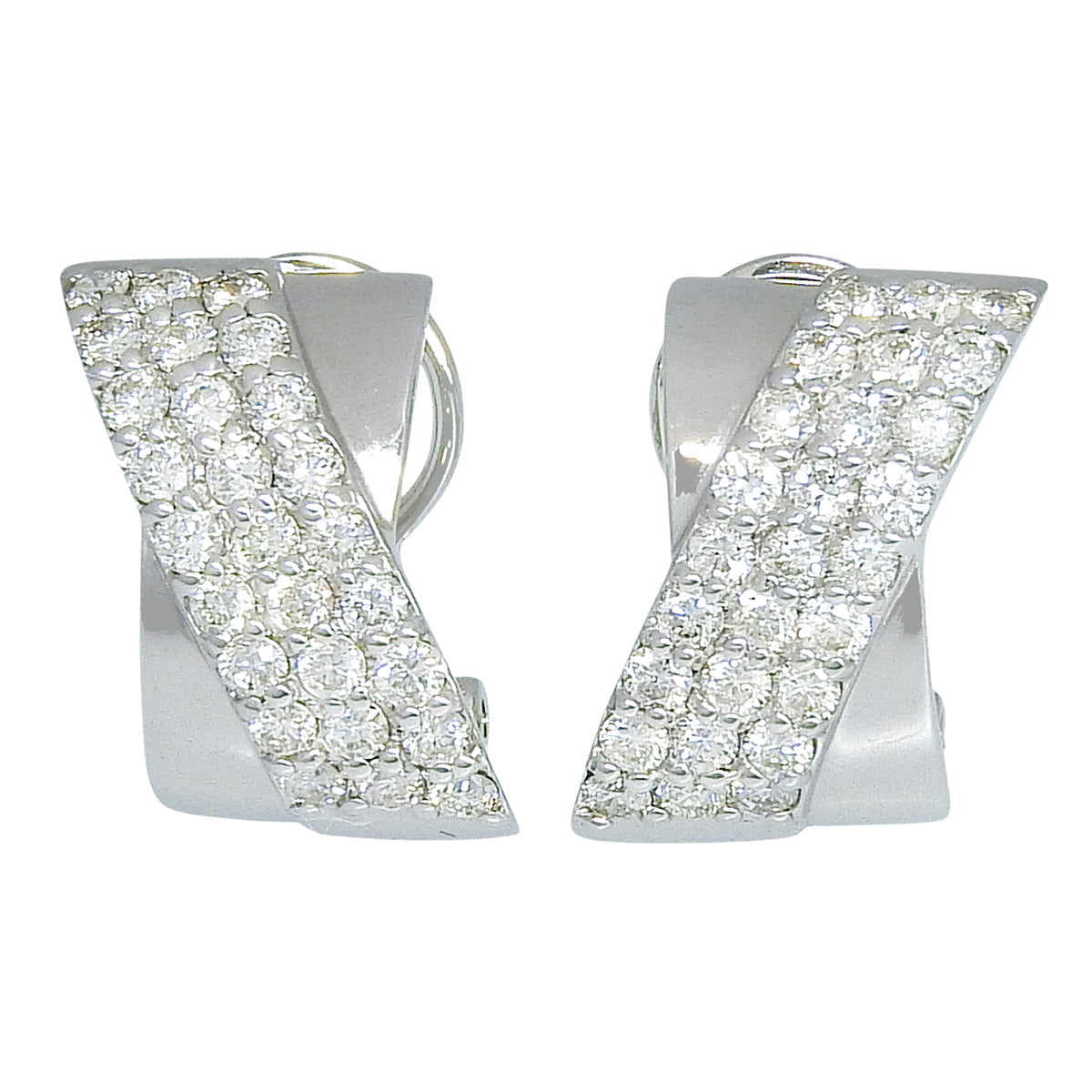 交叉钻石耳环 D0.50/D0.50 K18 白金 WG