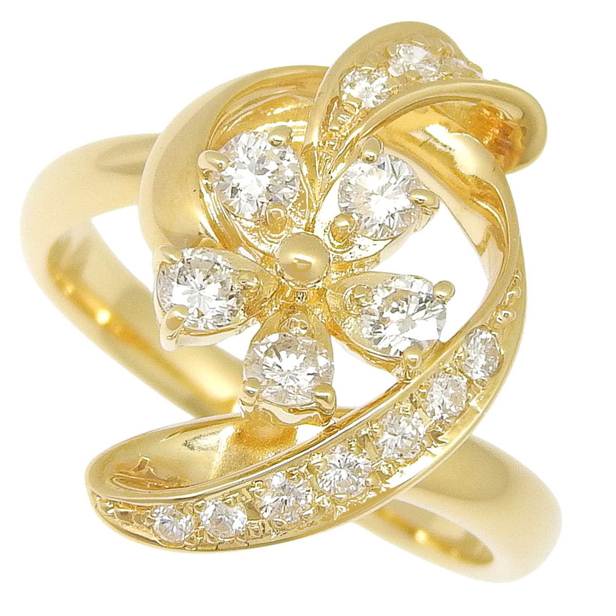 Diamond Flower Ring, 0.51 carats, 18K Yellow Gold (YG)
