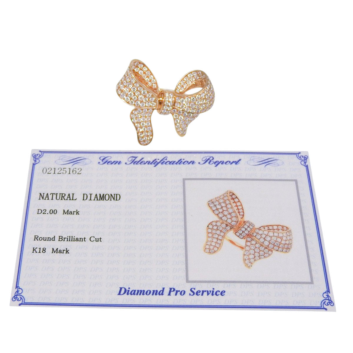 パヴェダイヤ リボン リング D2.00 K18 ピンクゴールド PG