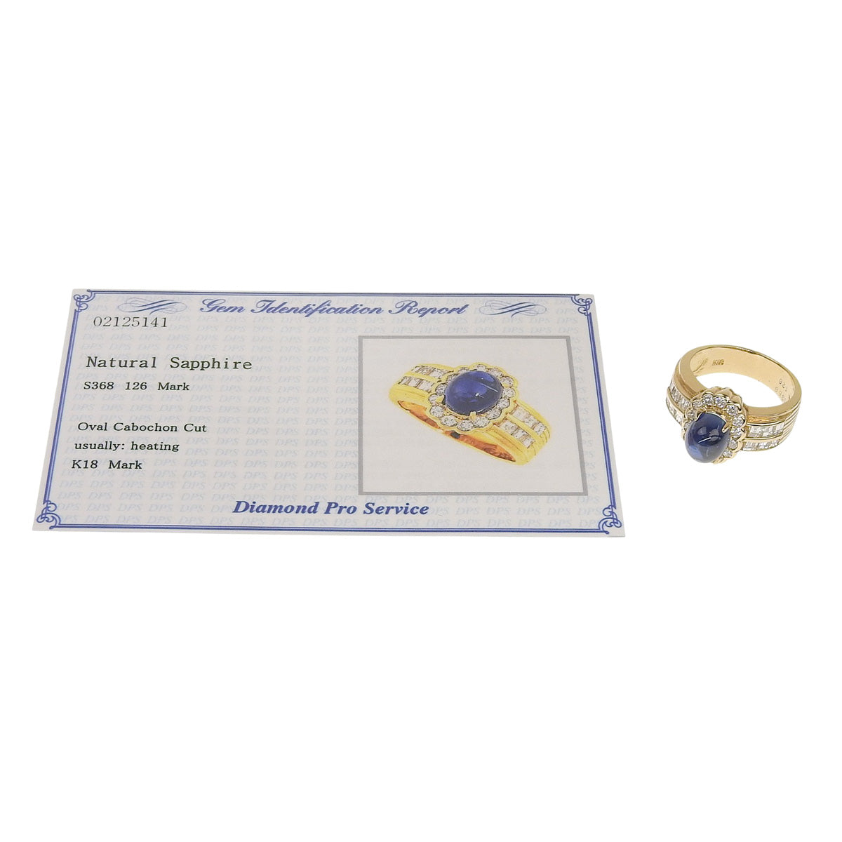 蓝宝石钻石戒指，蓝宝石/钻石，S3.68/D1.26，18K黄金，YG