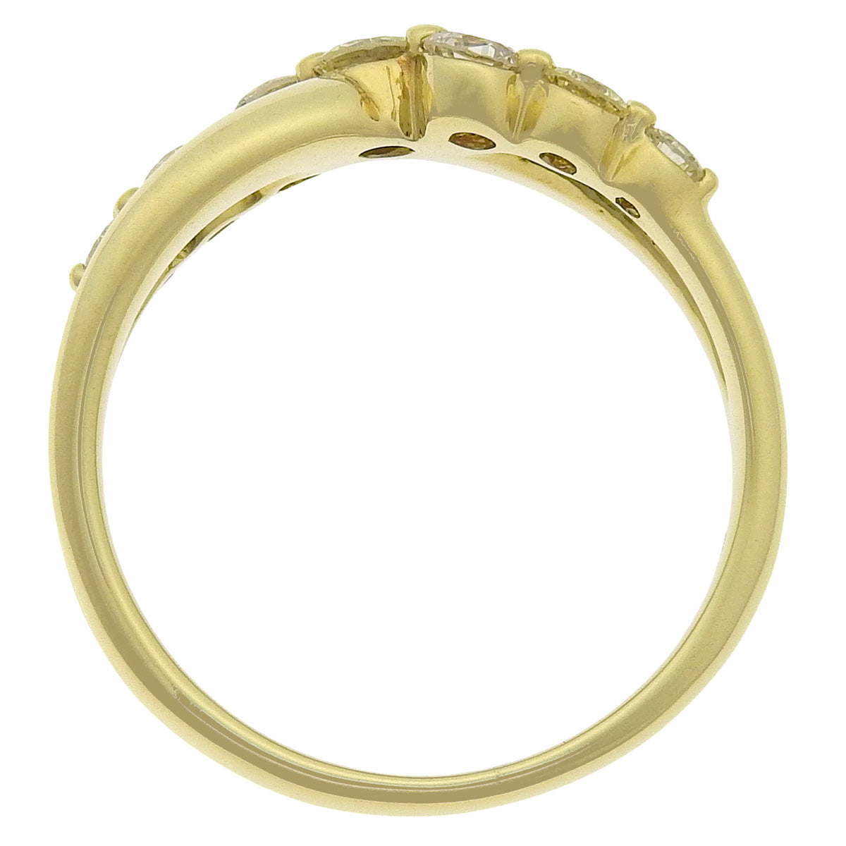 钻石戒指，钻石 D0.50，18K黄金 YG，7颗钻石。