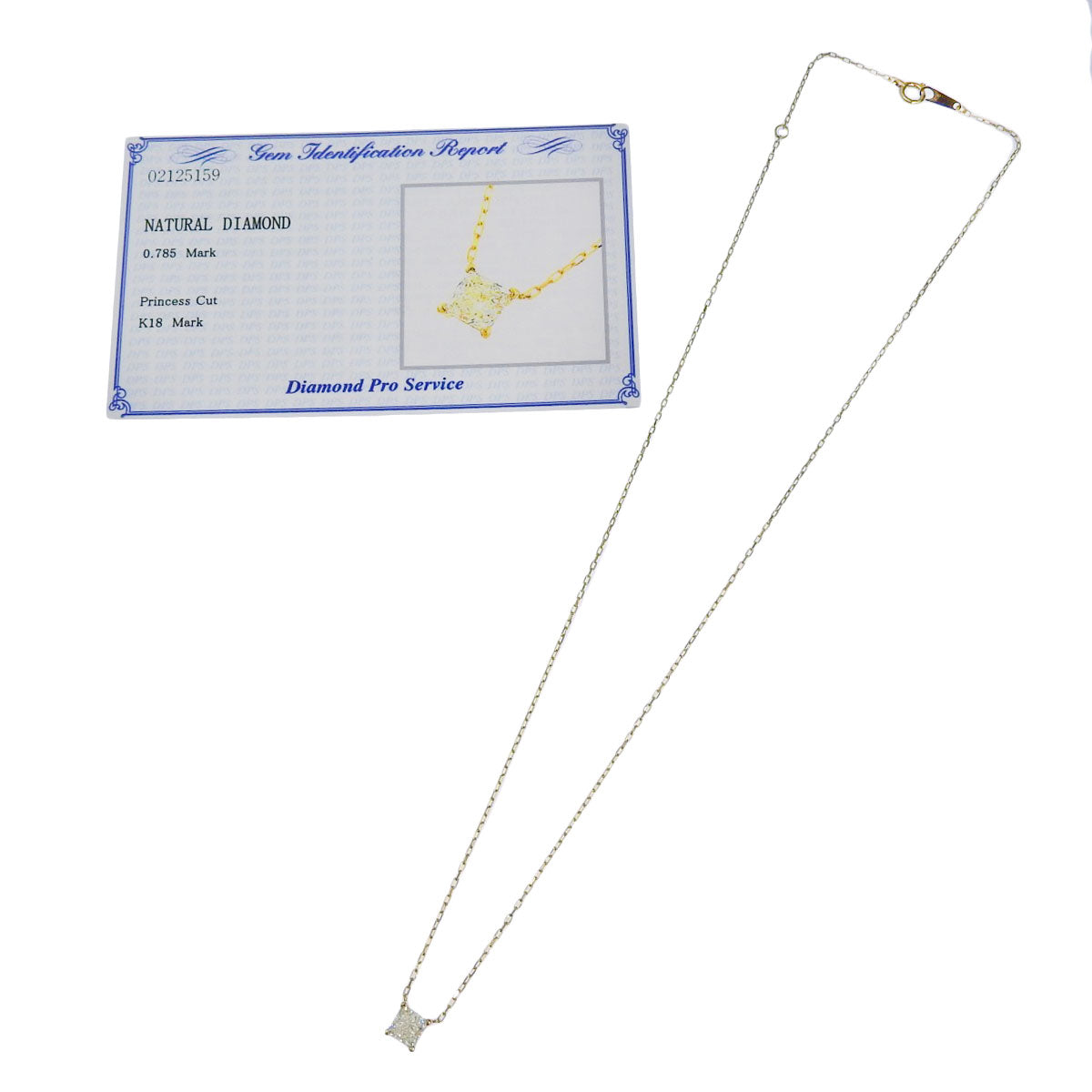 Diamond Necklace, 0.785 carats, 18K Yellow Gold, 1-point diamond.