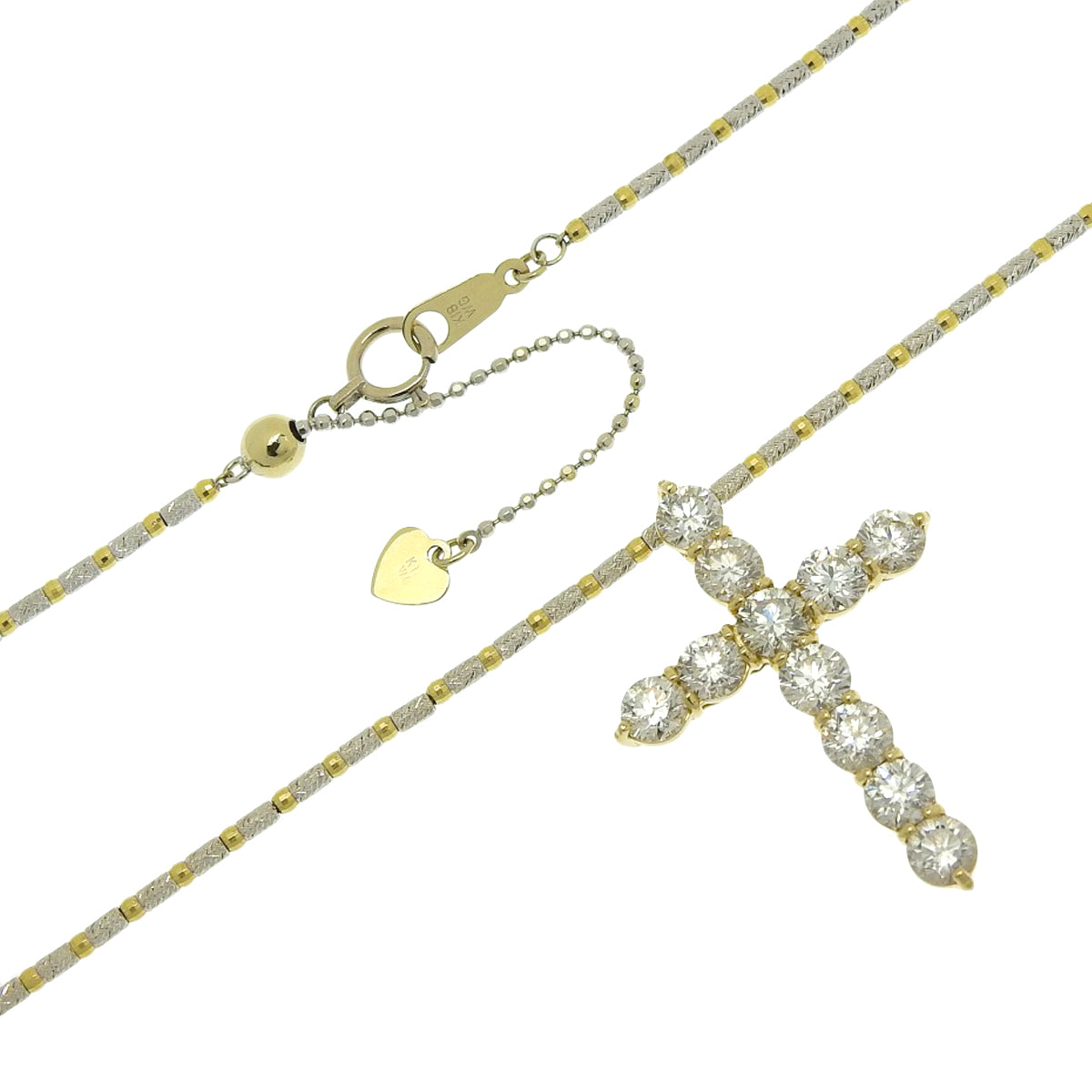 Cross Diamond Necklace, 3.00 carats, Yellow Gold (K18YG), White Gold (K18WG)