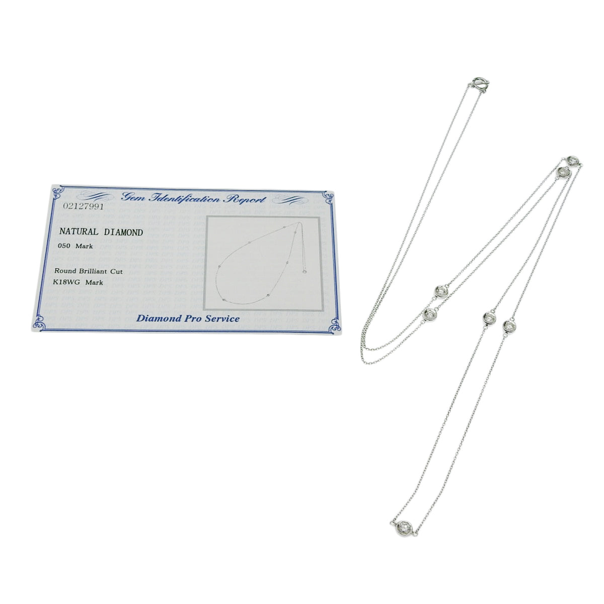 Diamond Long Necklace, 0.50 carats, White Gold (18K)