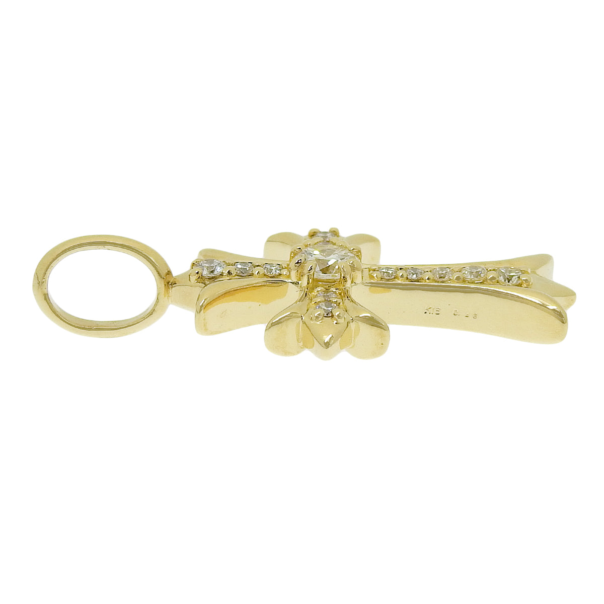 Cross Diamond Pendant Top, 0.46 carats, 18K Yellow Gold (K18YG)