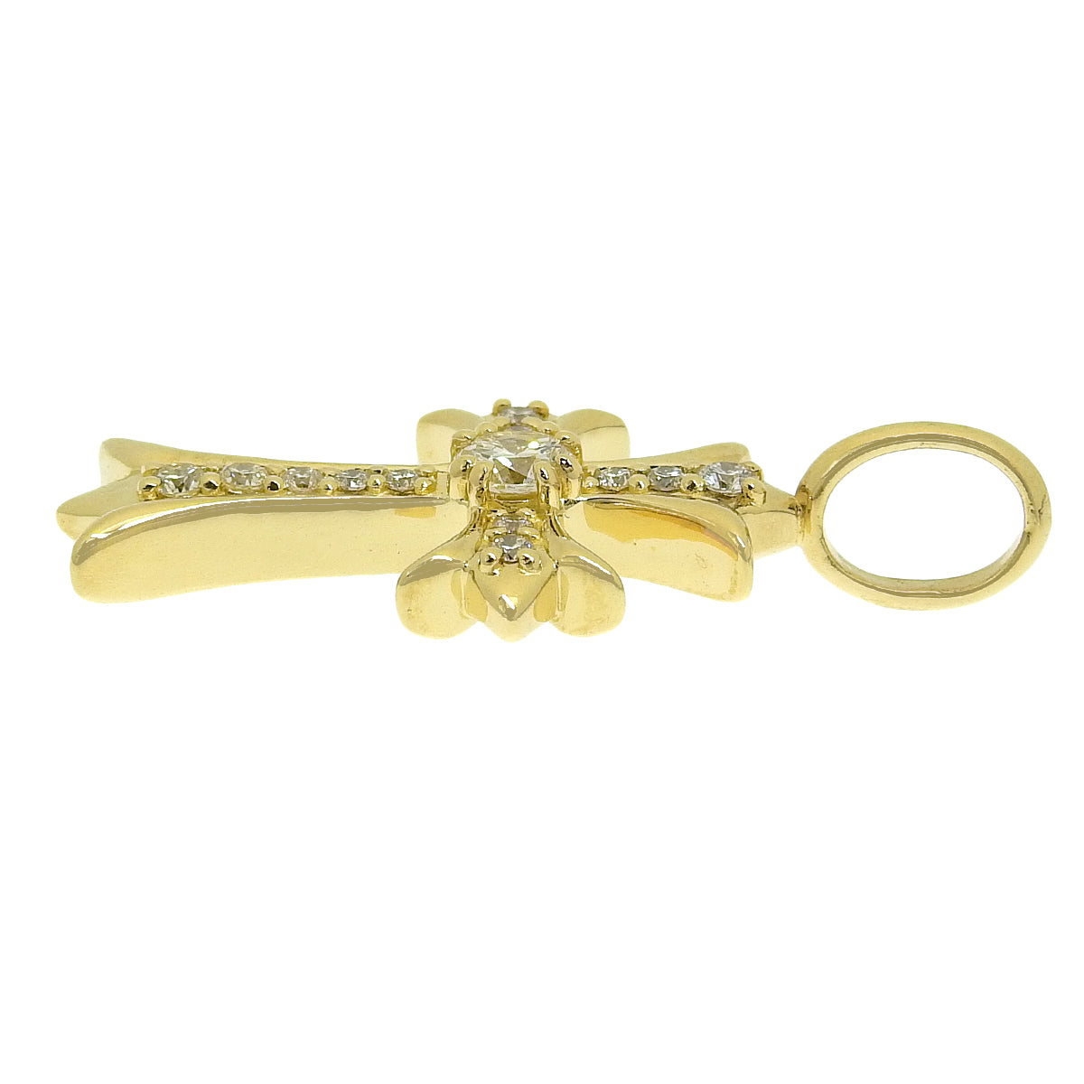 Cross Diamond Pendant Top, 0.46 carats, 18K Yellow Gold (K18YG)