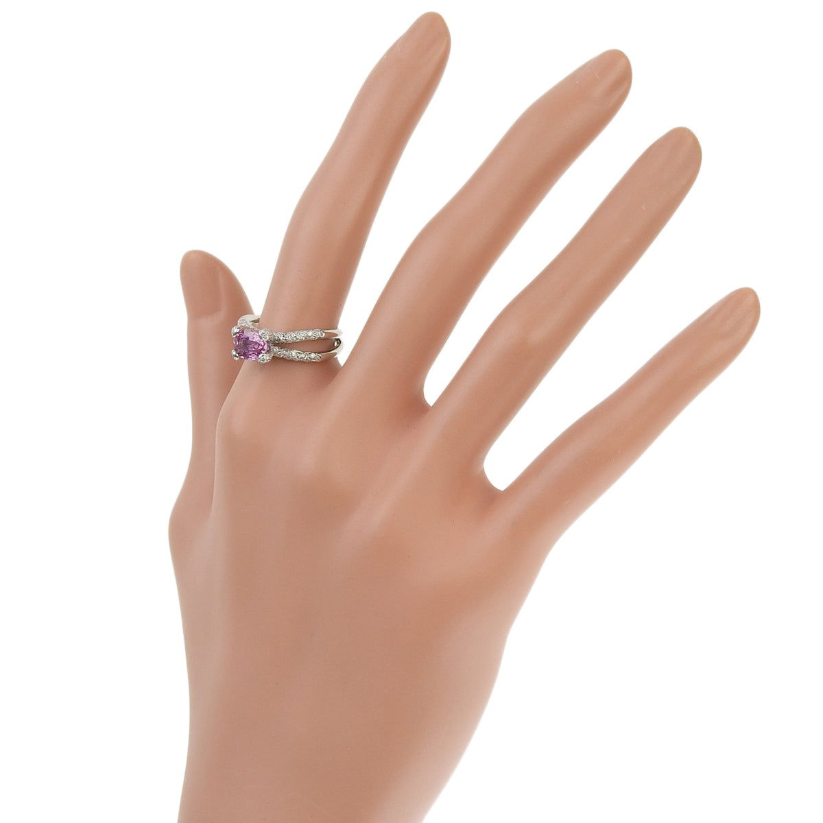 Pink Sapphire and Diamond Ring, PS1.25/D0.50, 18K White Gold (WG)