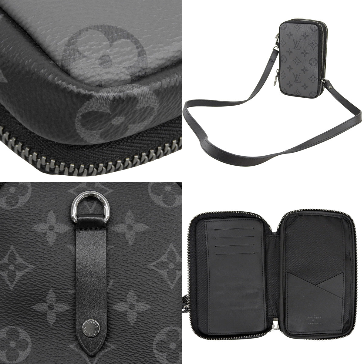 Monogram Eclipse 反向双层手机袋，灰色和黑色，M69534