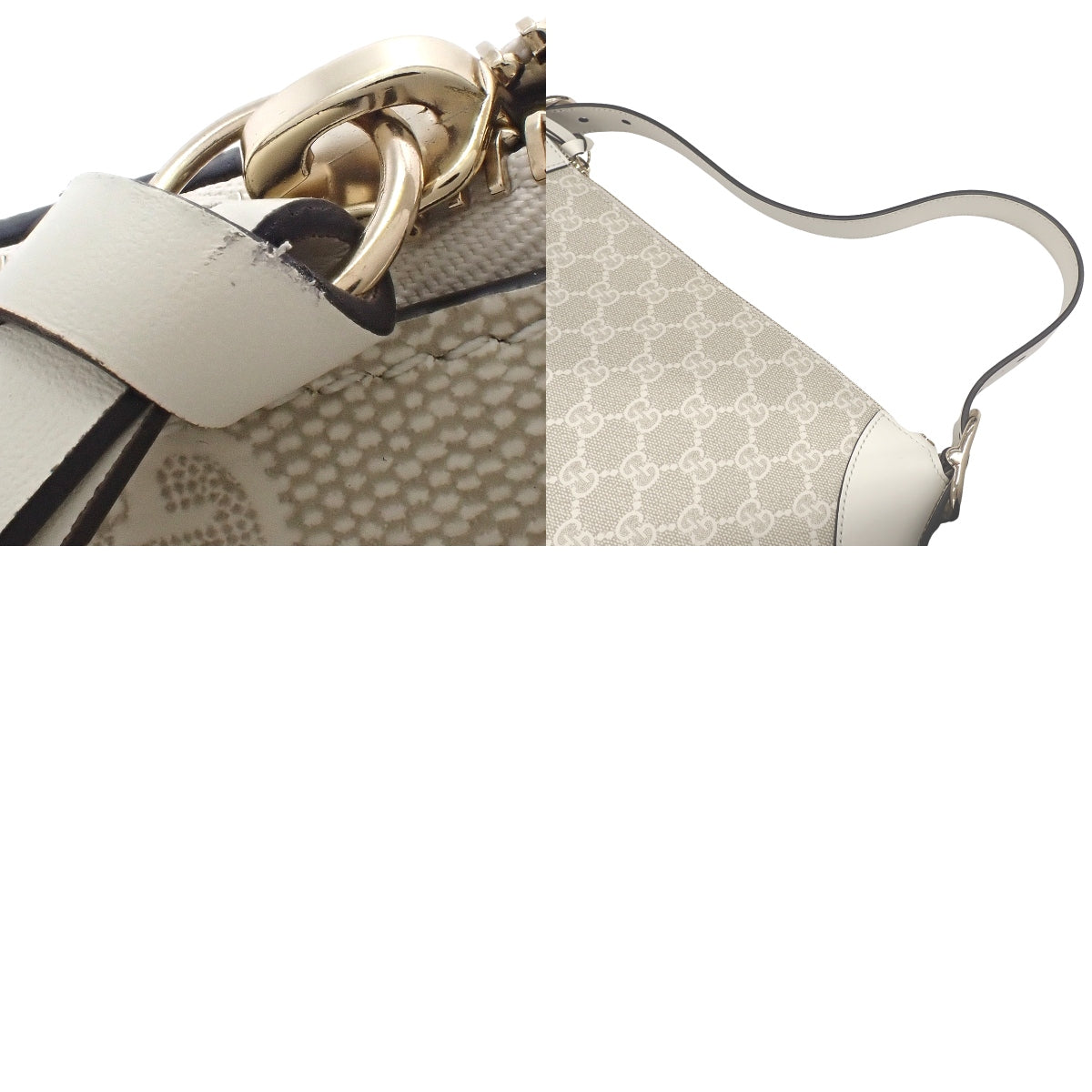 GG Emblem Medium Shoulder Bag Beige White 815216
