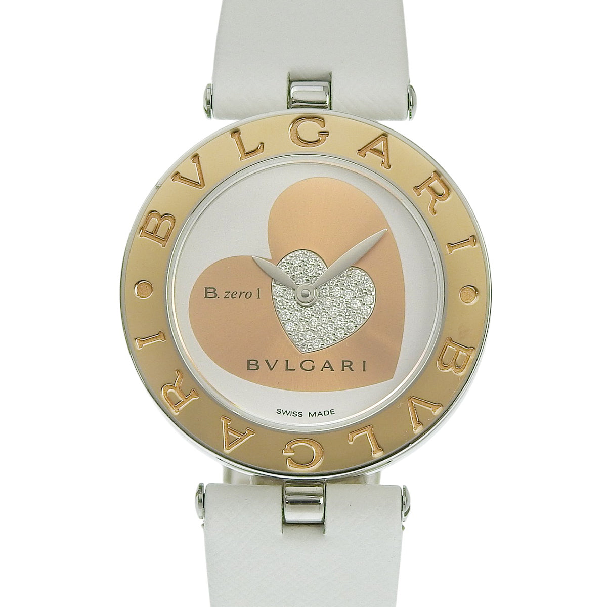 B.zero1 BZP30S PG/SS/皮革镶钻表盘石英女表