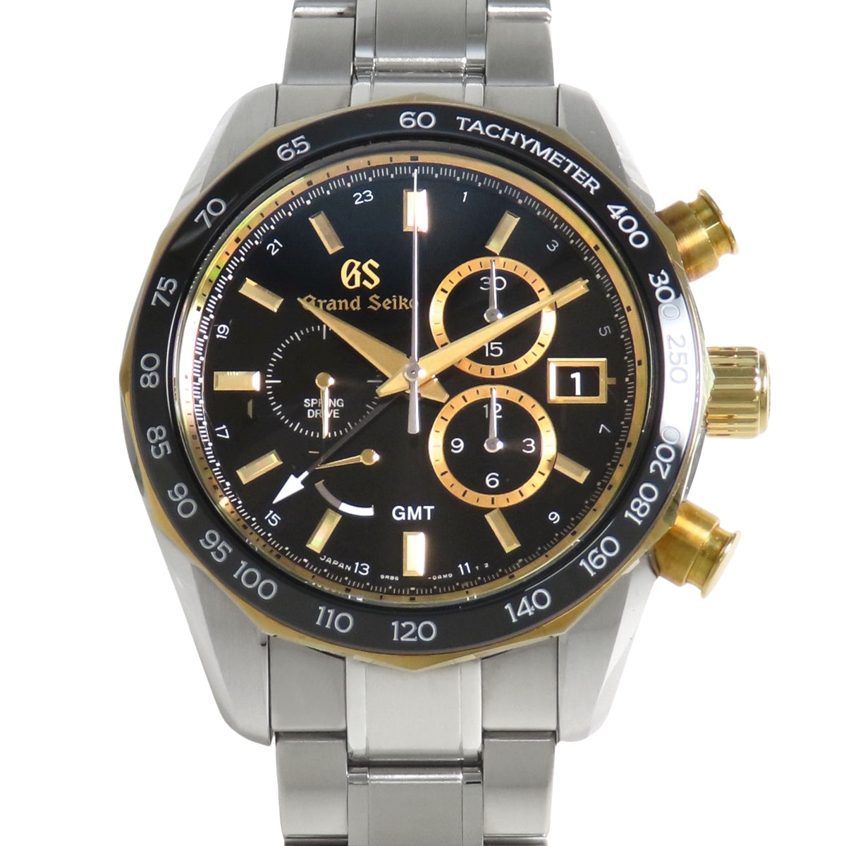 SBGC240 运动系列 Spring Drive 计时码表 GMT 黄金/不锈钢 Spring Drive 黑色 140周年纪念限定款