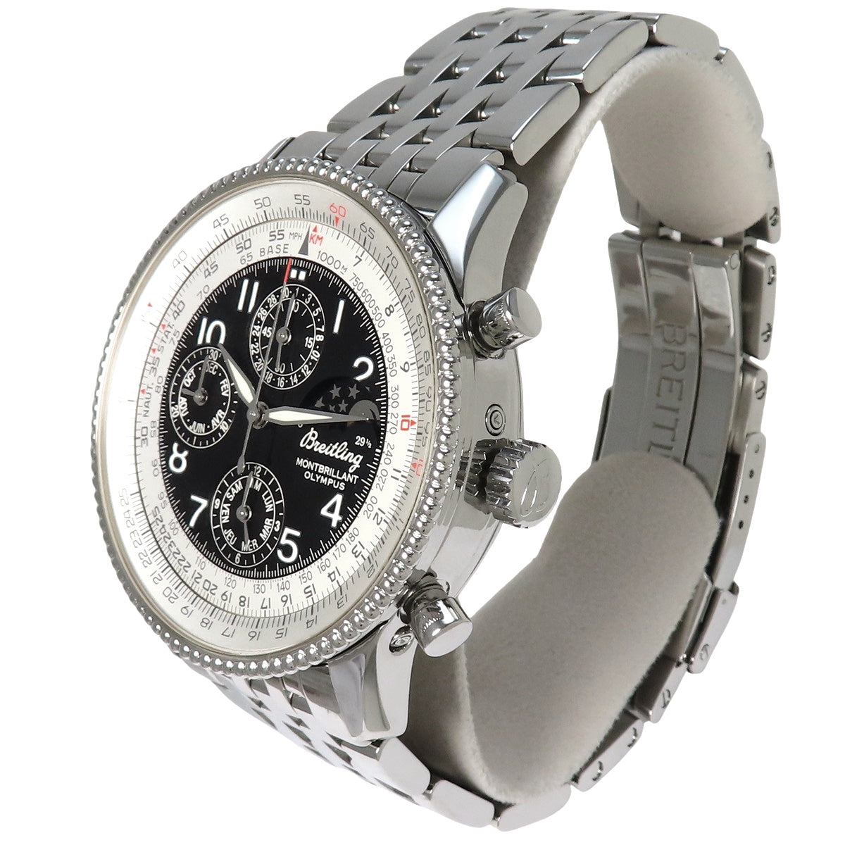 A19350 ナビタイマーモンブリラン オリンパス SS 自動巻き ブラック