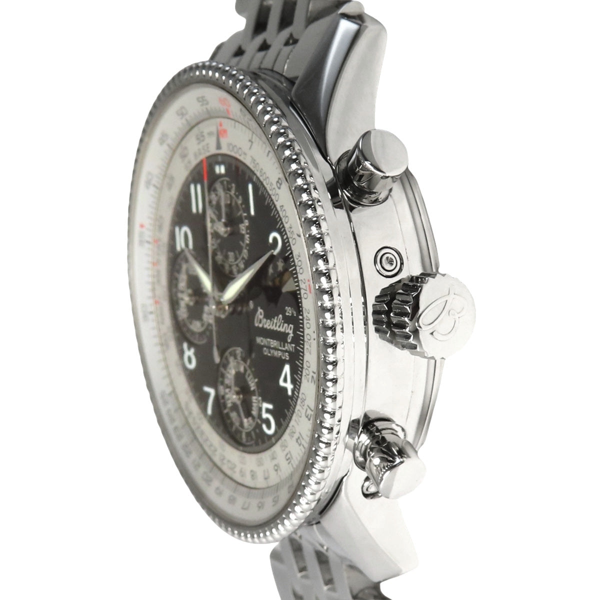 A19350 导航计时器蒙布里兰 奥林巴斯 不锈钢 自动上链 黑色