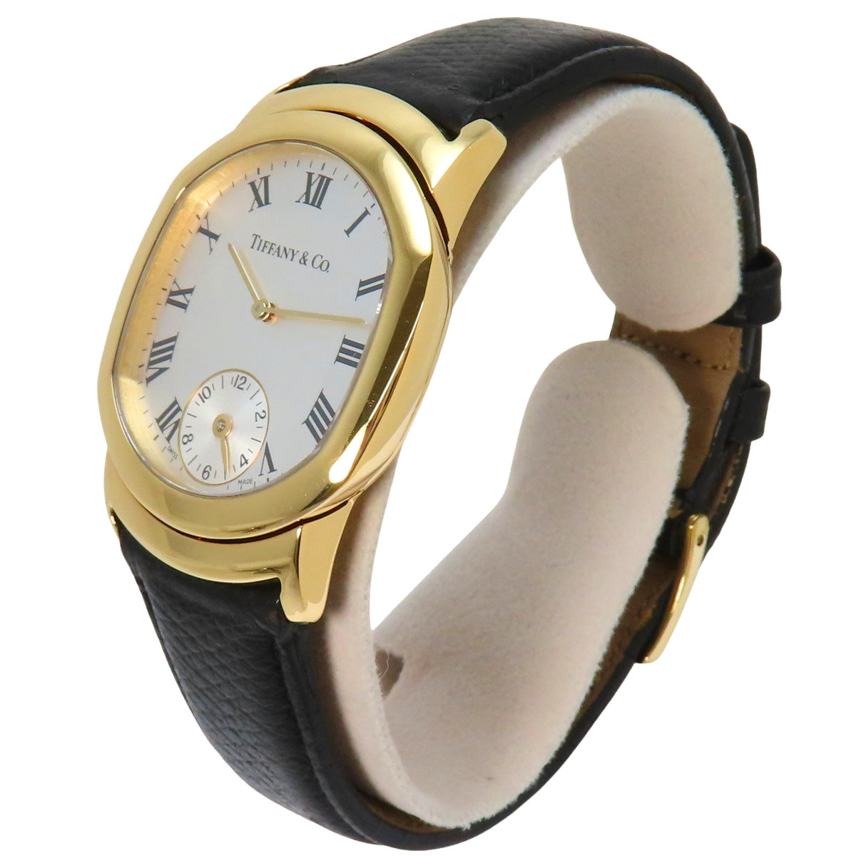 Dual Time Yellow Gold/Leather Quartz Silver