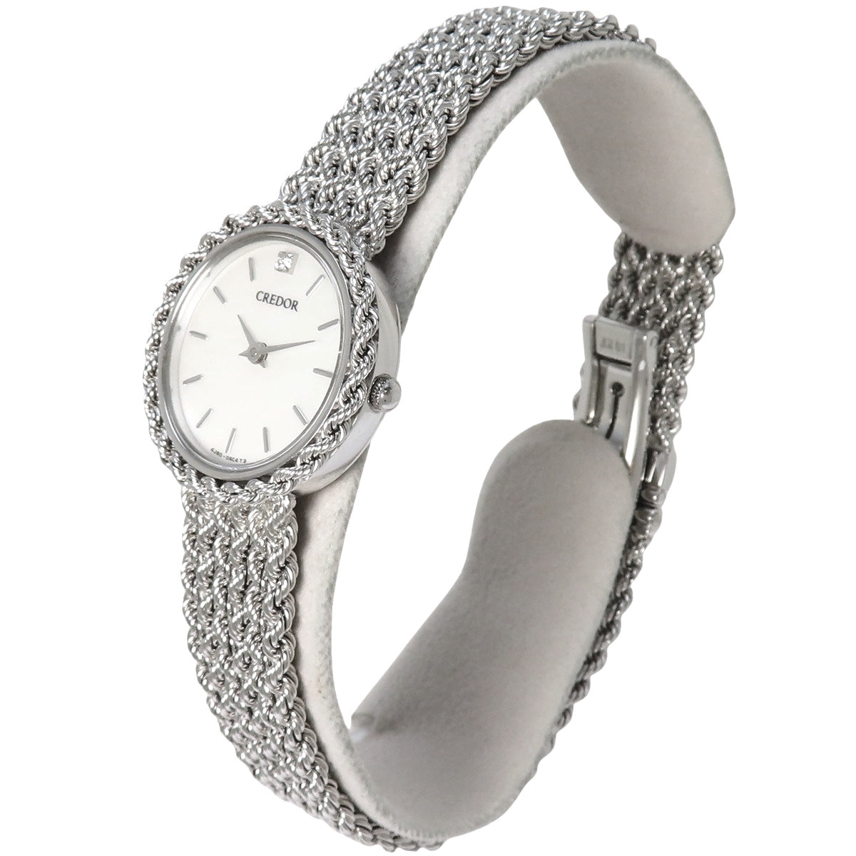 Credor 4J80-0AC0 WG 白色贝壳/单颗钻石石英表