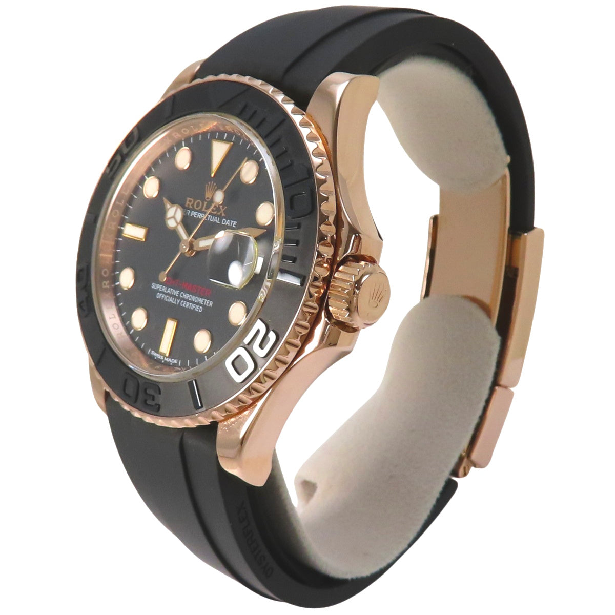 116655 Yachtmaster 40 PG/Rubber, random serial number, automatic winding, black dial.