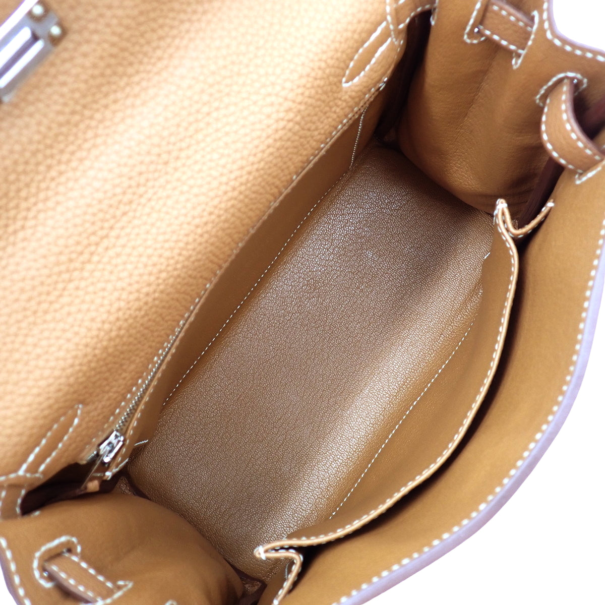 Kelly 25（内缝线）Togo，钯金配件，金色 D 形印章