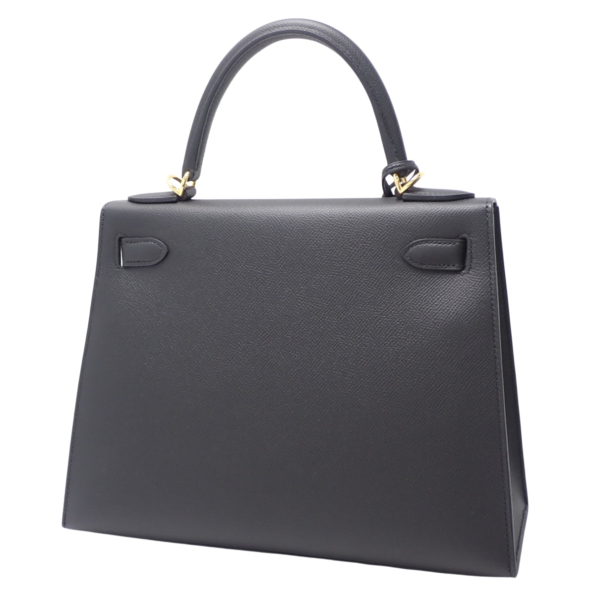 Kelly 28 (Exterior Stitched) Epsom Leather, Black, Gold Hardware, Y Stamp