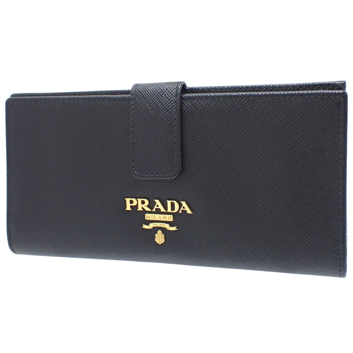 Bifold Long Wallet Logo Saffiano Nero 1MV025