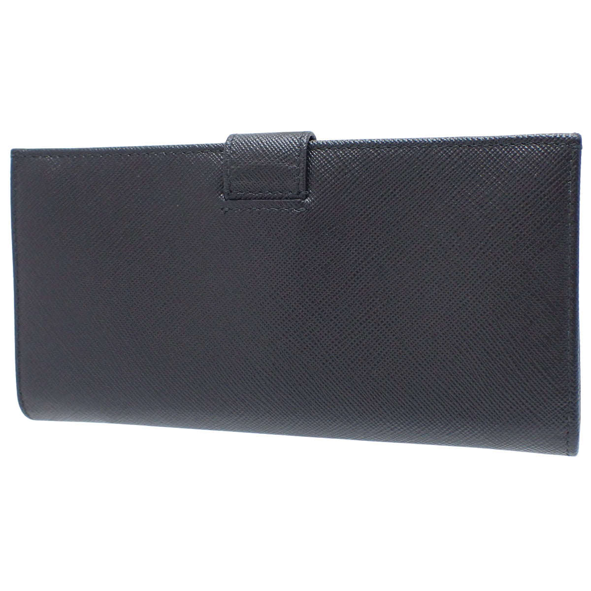Bifold Long Wallet Logo Saffiano Nero 1MV025