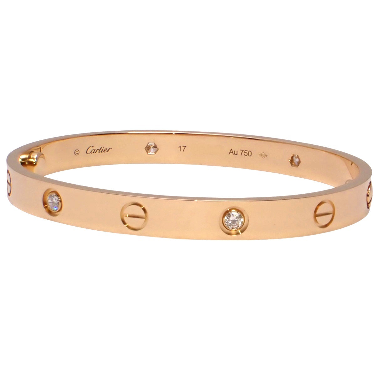 Love Bracelet Classic Model 4 Diamonds K18 Pink Gold PG Love Bracelet 4PD