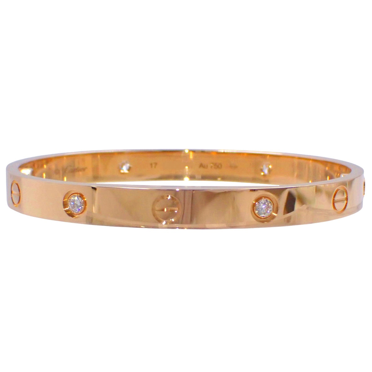 Love Bracelet Classic Model 4 Diamonds K18 Pink Gold PG Love Bracelet 4PD
