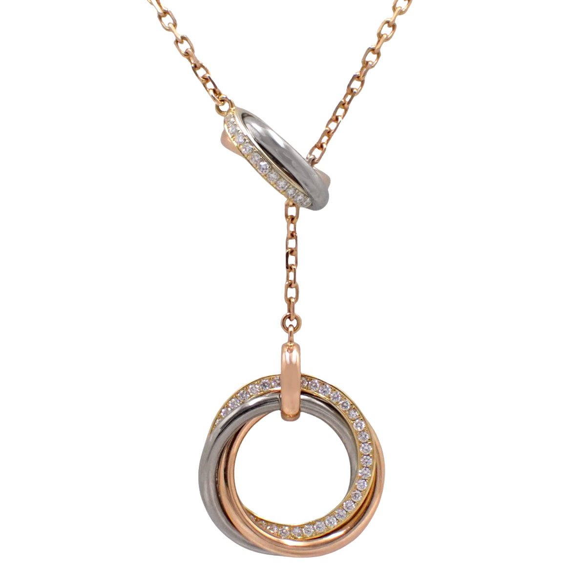Two for Trinity Necklace Diamond K18 White Gold WG K18 Pink Gold PG K18 Yellow Gold Line Diamond