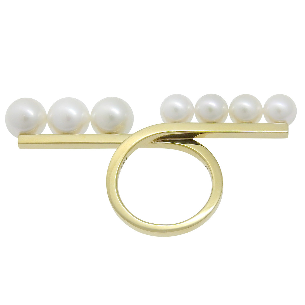 平衡环戒指，镶嵌阿古屋珍珠，18K黄金，配饰，珠宝，阿古屋珍珠