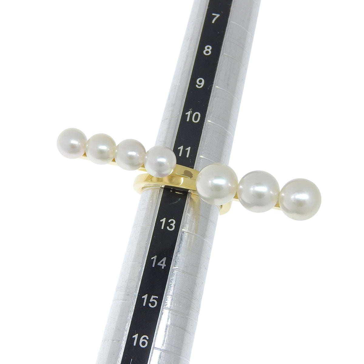 平衡环戒指，镶嵌阿古屋珍珠，18K黄金，配饰，珠宝，阿古屋珍珠