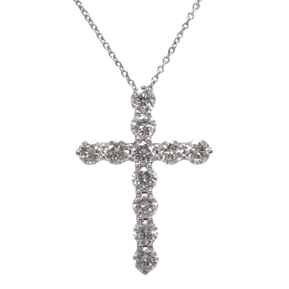 Diamond Cross Pendant, Large Diamond, Pt950 Platinum, 11PD