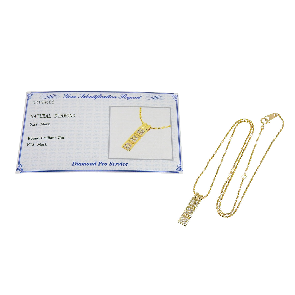 Diamond square necklace in 18K yellow gold