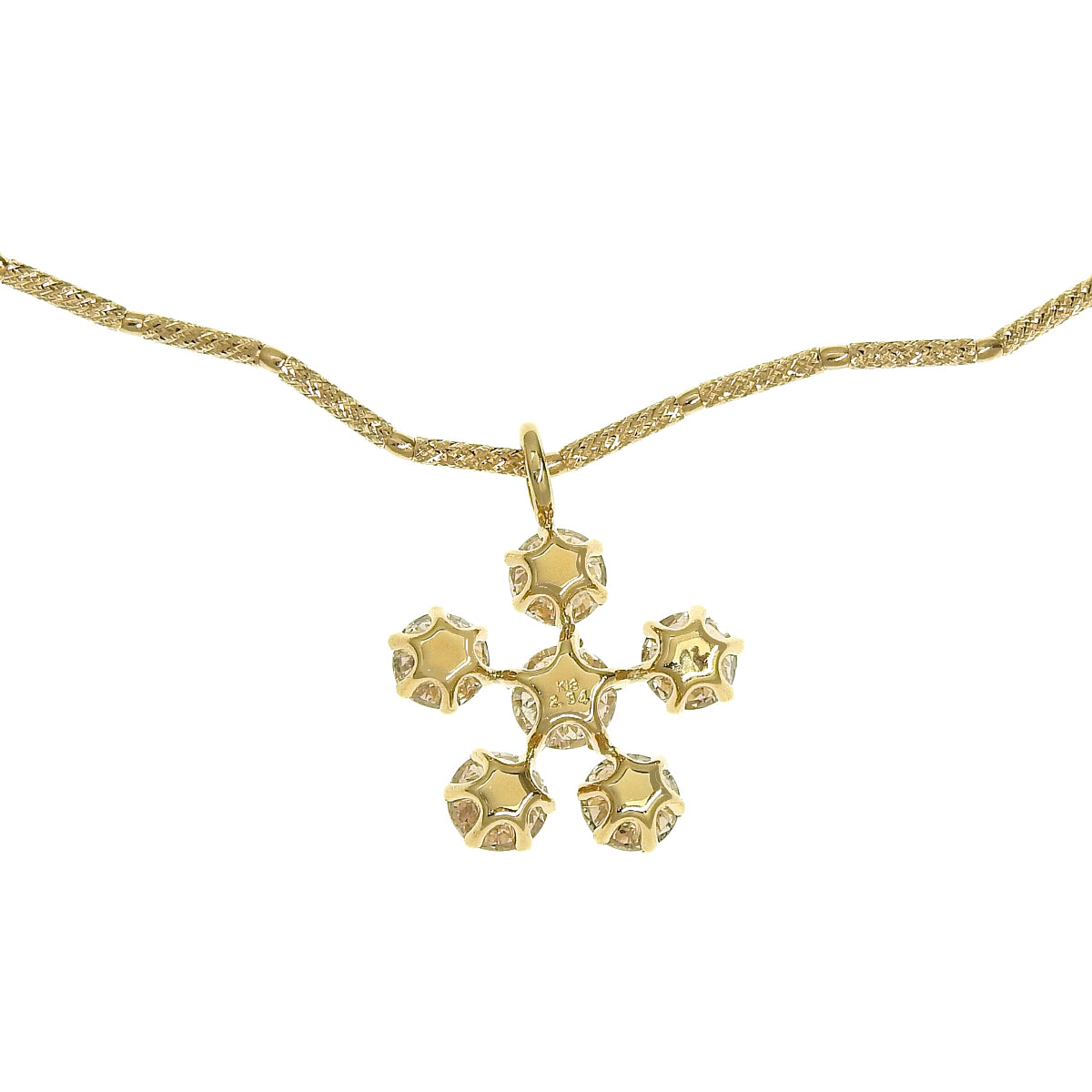 Wave chain flower diamond necklace, 2.34 carats, yellow gold (18k).