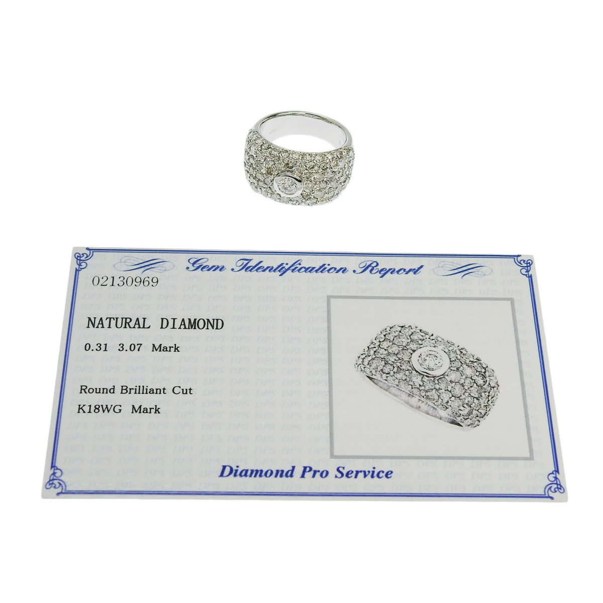 Pave Diamond Ring, 0.31 carats, 3.07 grams, 18K White Gold