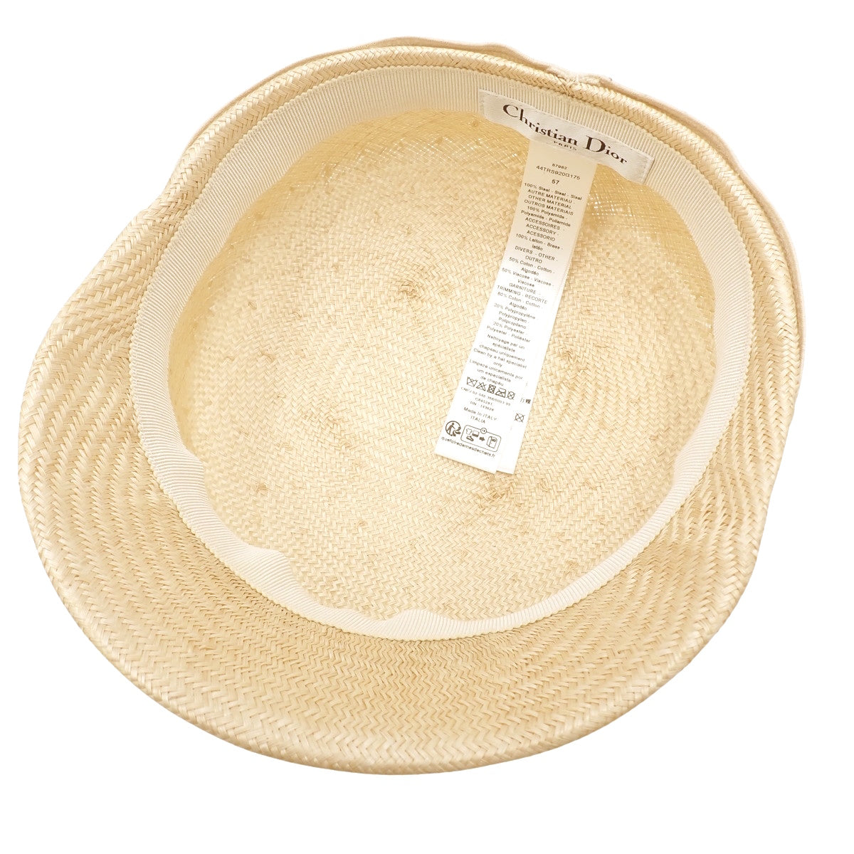 Straw Travel Cap, Size 57, Linen, Beige
