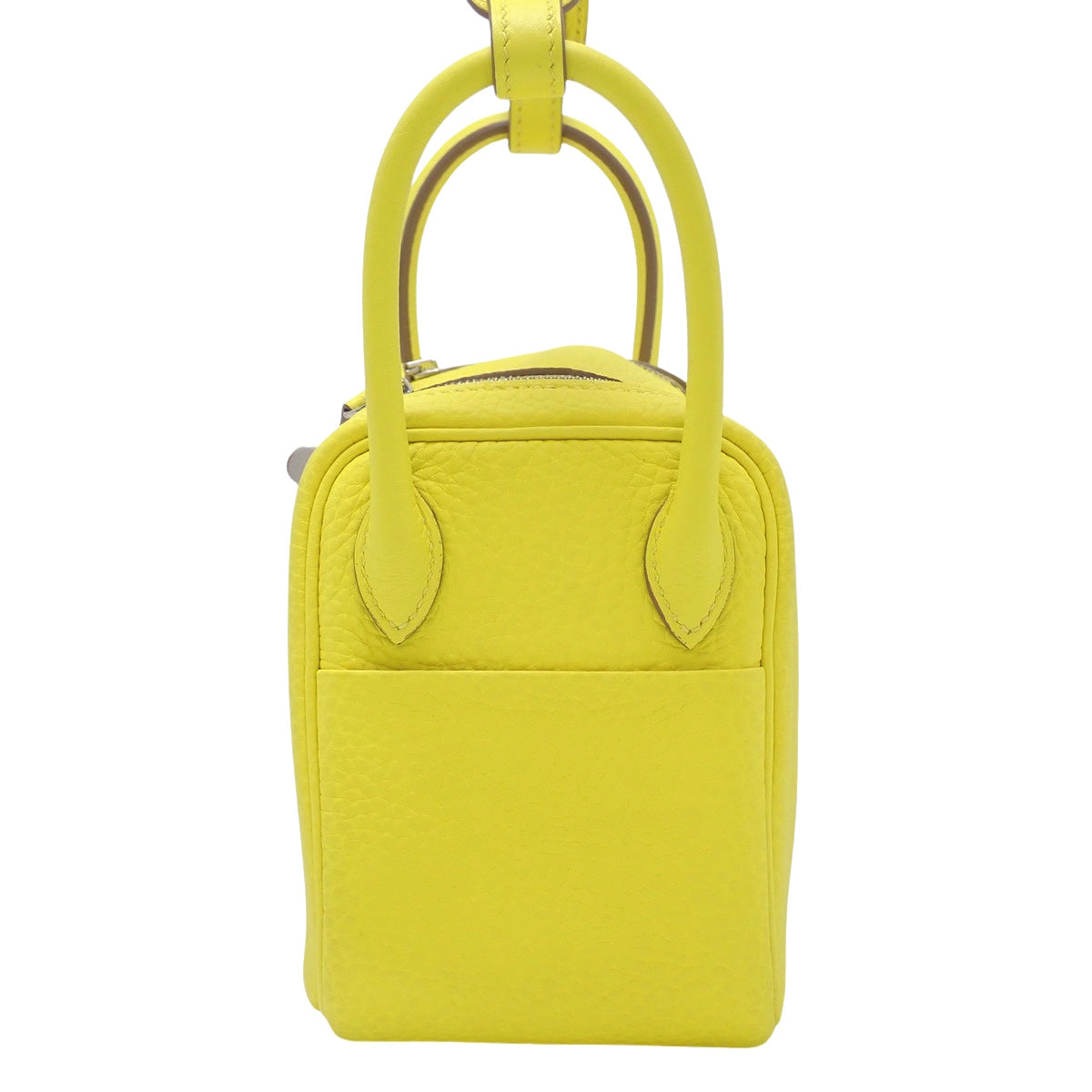 Lindy Mini Taurillon Clemence Leather Bag in Palladium with Lime U Stamp