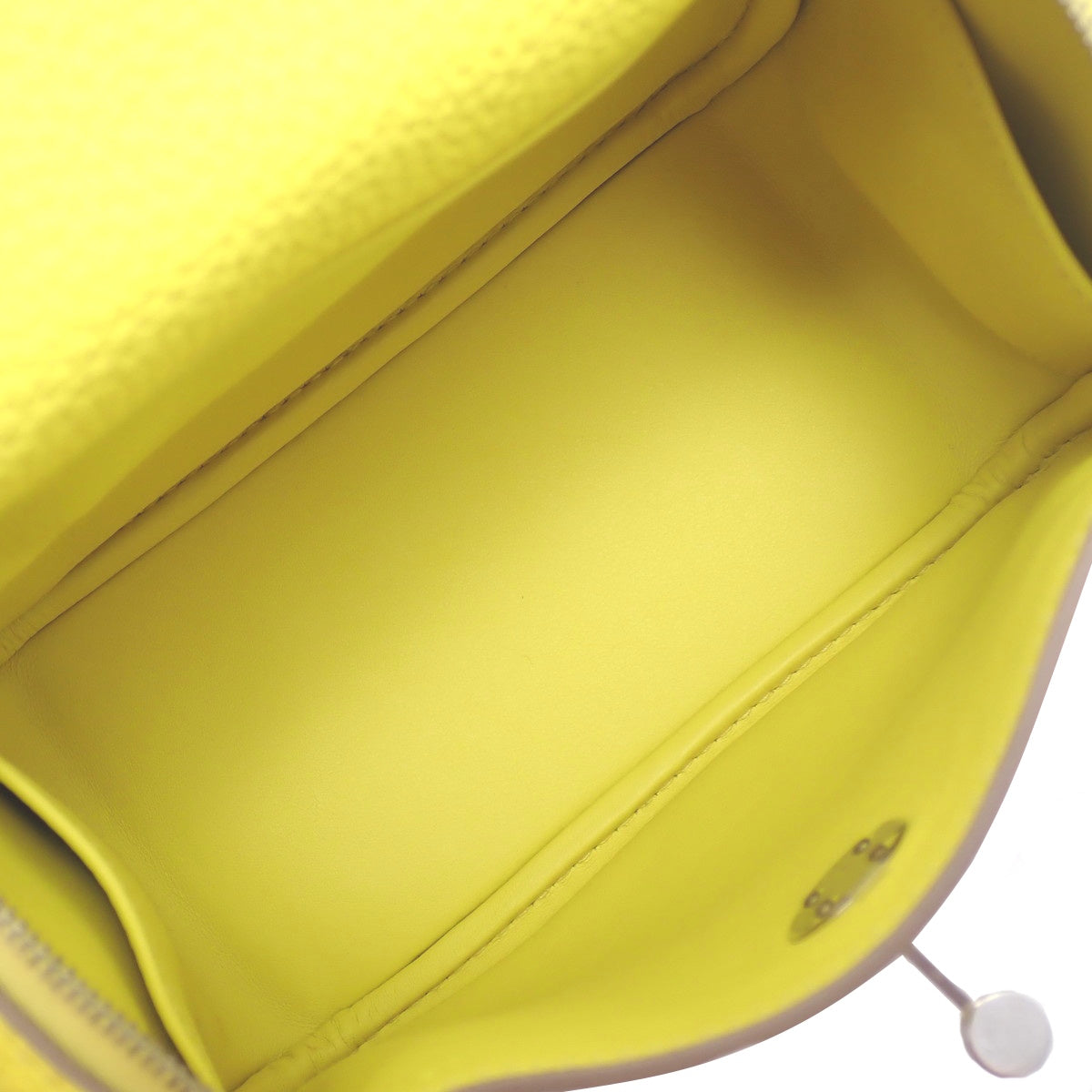 Lindy Mini Taurillon Clemence Leather Bag in Palladium with Lime U Stamp