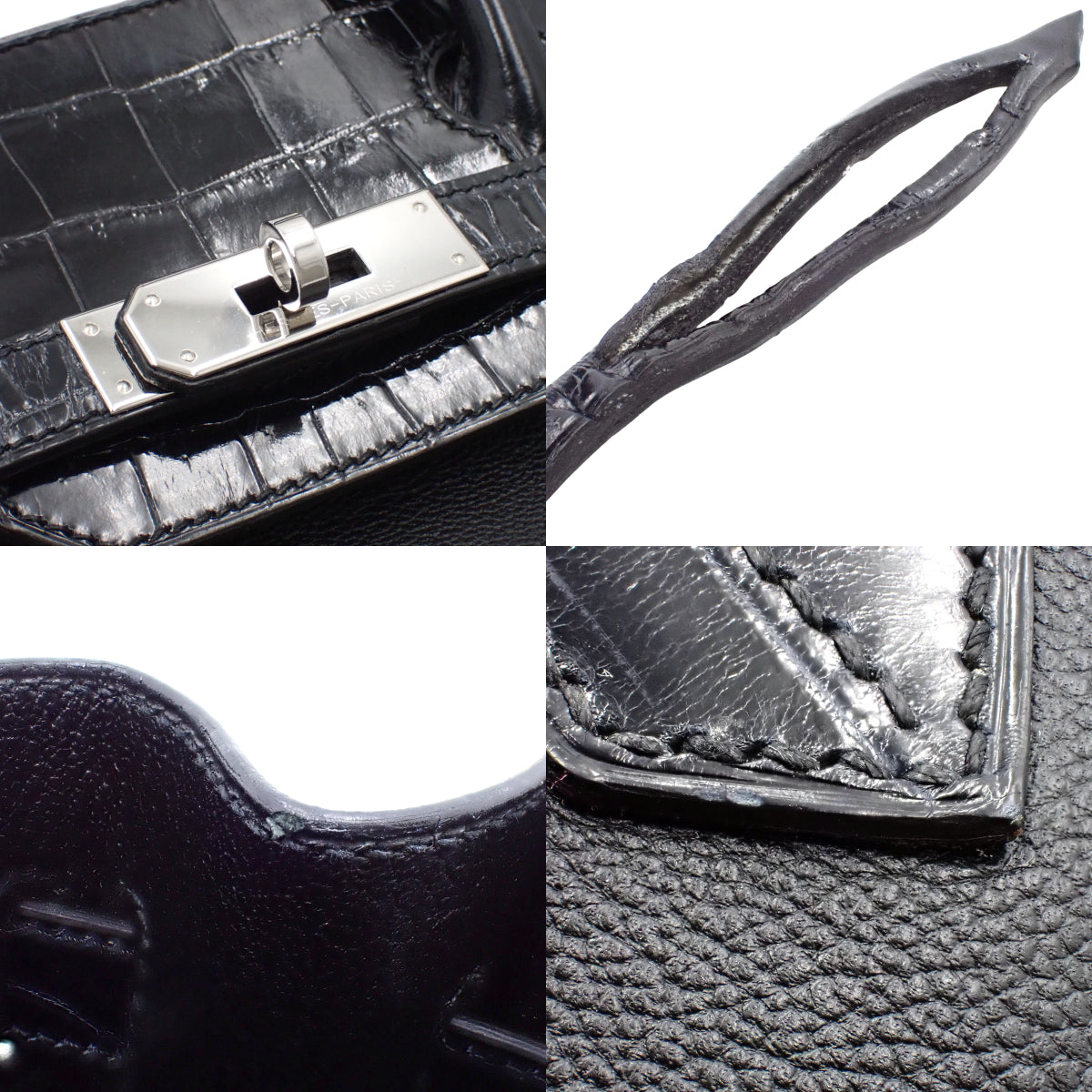 Birkin 30 Touch Niloticus Crocodile Leather, Taurillon Nobillo, Palladium Hardware, Black Silver Hardware, D Stamp